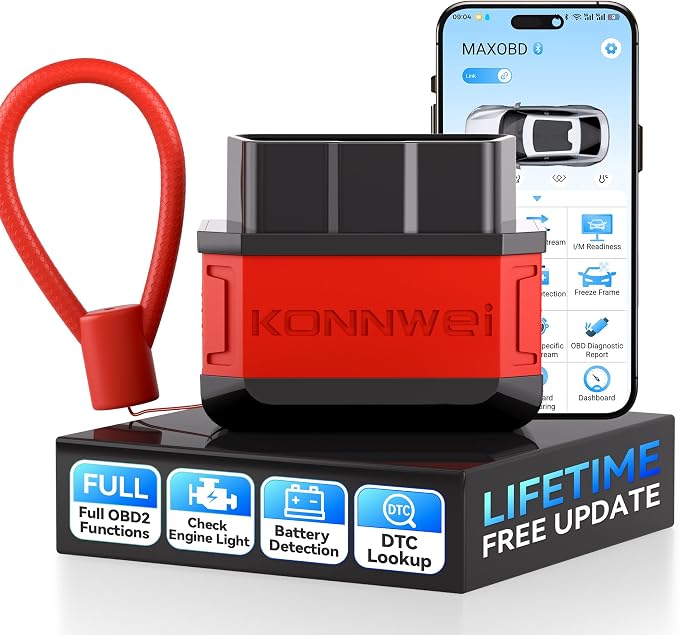 KONNWEI KW906 Red OBD2 Scanner Bluetooth (Red)