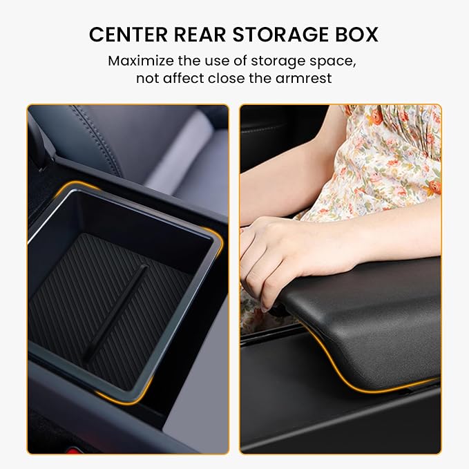 BANKKY 6PCS Center Console Organizer Tray for Tesla Model 3 Highland 2024 2025 Car Accessories with Armrest Storage Tray, Hidden Storage Box, Cup Holder Insert, Camera Privacy Cover, Glove Box Hook