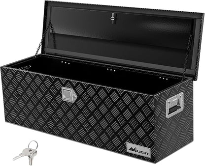 Nilight 44 Inch Truck Tool Box Heavy Duty Aluminum Stripes Plated Pick Up Truck Bed Toolboxes 44"x15"x15" Waterproof Storage Organizer for Bed of Truck RV Trailer with Side Handle Lock Keys, Black