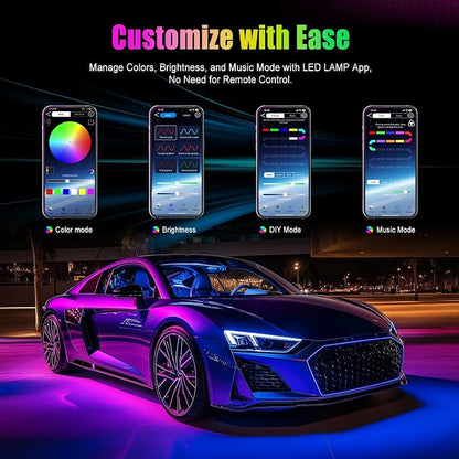 Yilaie LED Car Lights Interior Multcolor Lights for Trucks Accessories Inside with APP Control & Music Sync, Footwell Lighting USB DC 5V