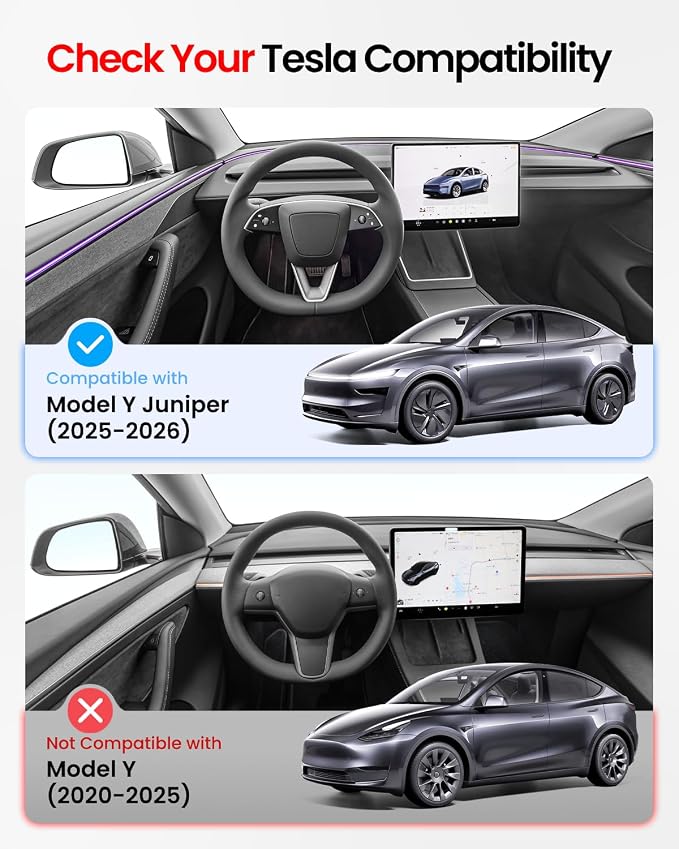 REEVAA 2026 Upgraded Tesla Model Y New (Juniper) Sunshade Roof [No Gaps, No-Sagging] Model Y Accessories Heat Insulation Foldable Glass Sunroof Cover for Model Y Juniper 2025-2026, 2PCS, Gray