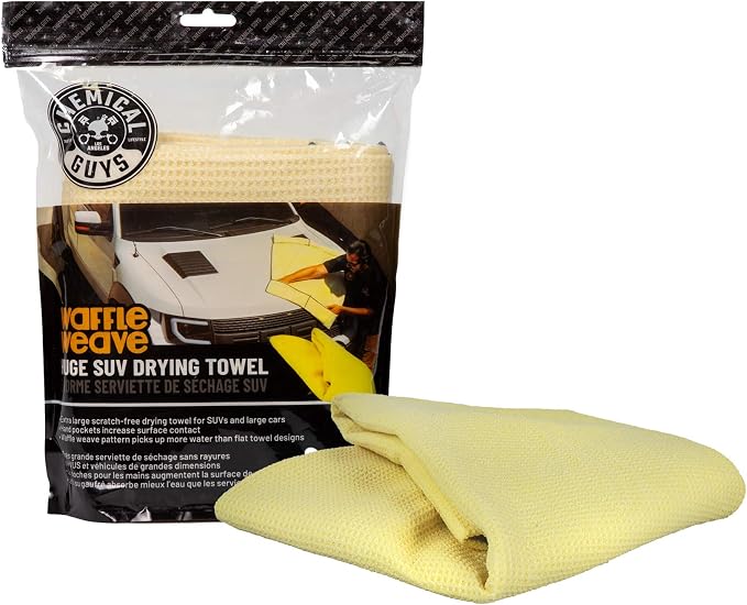 Chemical Guys MIC702 Waffle Weave SUV Microfiber Drying Towel, Great for Cars, Trucks, SUVs, Large Vehicles, Yellow (35"x26")