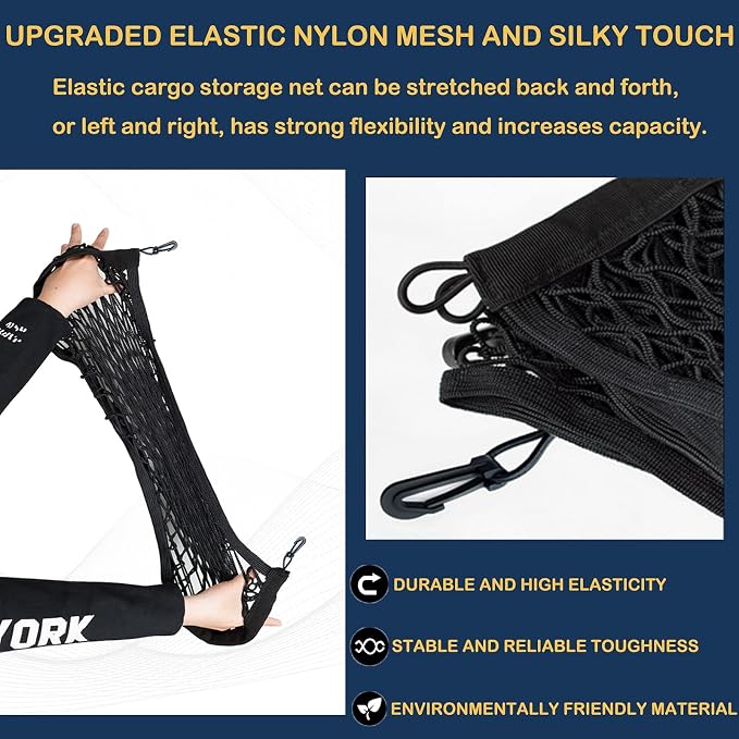 Envelope Style Trunk Cargo Net Compatible with Jeep Grand Cherokee New 2026 2025 2024 2023 2022, Grand Cherokee L 2026 2025 2024 2023 2022 (5 &7 Seats) SUV Nylon Car Rear Mesh Tailgate Netting