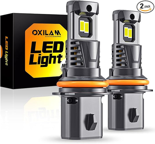 OXILAM 9004/HB1 LED Bulbs, 30000LM 800% Ultra-Bright, 6500K Pure White HB1 Fog Light, Easy Plug-N-Play Installation, 60000 HRS Lifespan, IP68 Waterproof, Pack of 2