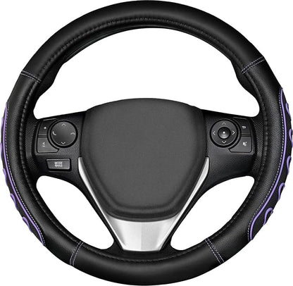 Ventilated Heart-Shaped Steering Wheel Cover with Anti-Slip Leather Grip. Compatible with Ford, Toyota, Honda, Nissan, and Chevrolet Vehicles for 14.5-15.2 inch Round Steering Wheels.