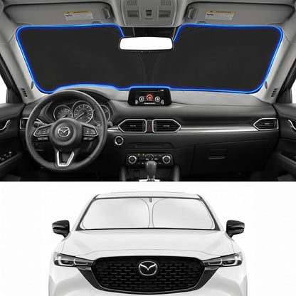 Custom Fit Windshield Sun Shade for Mazda CX5 CX-5 2017-2026 | Perfect Vehicle Fit, Cooler Interior, Blocks UV Rays, Stronger Frame, Easy Fold & Store
