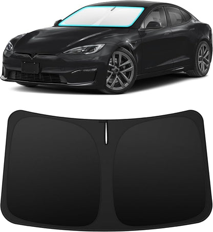 INSAUTO Custom Fit Windshield Sun Shade Accessories for Tesla Model S 2012-2026, Foldable Front Window Sunshade, UV & Heat Reflector, Keeps Interior Cool, Includes Storage Bag