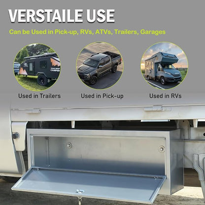 18"x 12"x 14" Steel Underbody Truck Tool Box with T-Handle Lock Latch, 18 Inch Heavy Duty Steel Under Body Toolbox for Pick Up Truck RV, Under Mount Tool Box