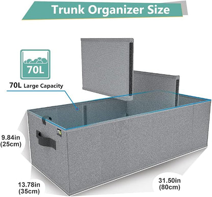 MIU COLOR Trunk Organizer for Car, Car Organizer, Sturdy Trunk Organizer for SUV, Non-Slip Bottom, Storage Organizer for Sedans, Van, Jeep, Grocery, Large 3 Compartments, Blue 32"×13"×10.6"