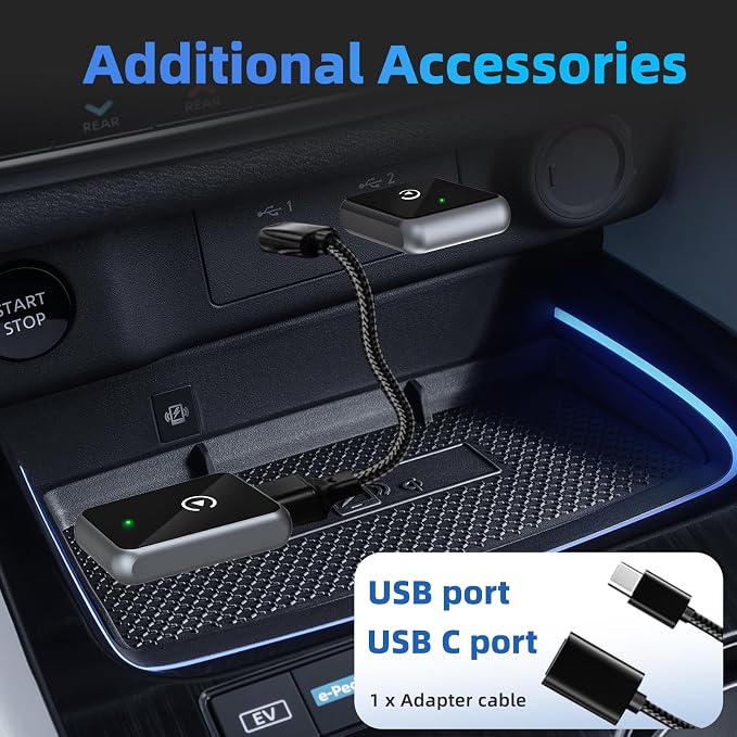 Wireless Carplay Adapter for iPhone - CarPlay Wireless Adapter, Wireless Control Plug & Play Carplay for Cars from 2016 & for Apple iPhone iOS 10+ (Black)