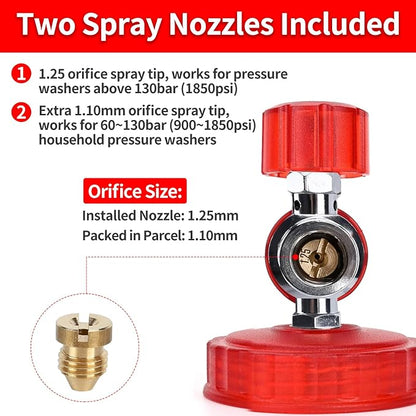 BEAR FORCE Pressure Washer Spray Gun Power Washer Short Gun with M22-ID14mm & Foam Cannon Foam Gun with 5 Nozzles Tips #035 & 3/8'' Quick Connector Swivel, Additional Orifice Nozzle 1.10mm Car Washing