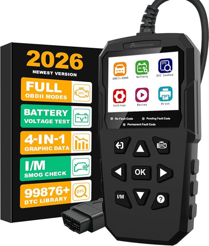 OBD2 Scanner,V880 Check Engine Light Car Code Reader with Reset,4-in-1 Graphic Live Data,I/M Smog Test, Scan Tool Diagnostic Scanner for All OBDII Vehicles After 1996,Work for DIY,Home Use,Mechanic