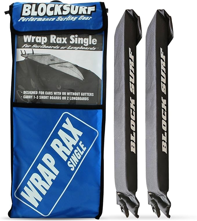 BLOCKSURF Surfboard Roof Rack for Car | Universal Soft Roof Rack for Cars & SUVs | Holds 2-3 Surfboards | Heavy-Duty Straps & Buckles for Highway Speeds | Easy Install & Removal