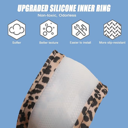 Leopard Print Steering Wheel Cover with Silicone Inner Ring, Non-Toxic, Odorless Silicone Leather with Non-Fading Cheetah Pattern for Men Women, Universal 14.5 to 15 Inch (Leopard Print)