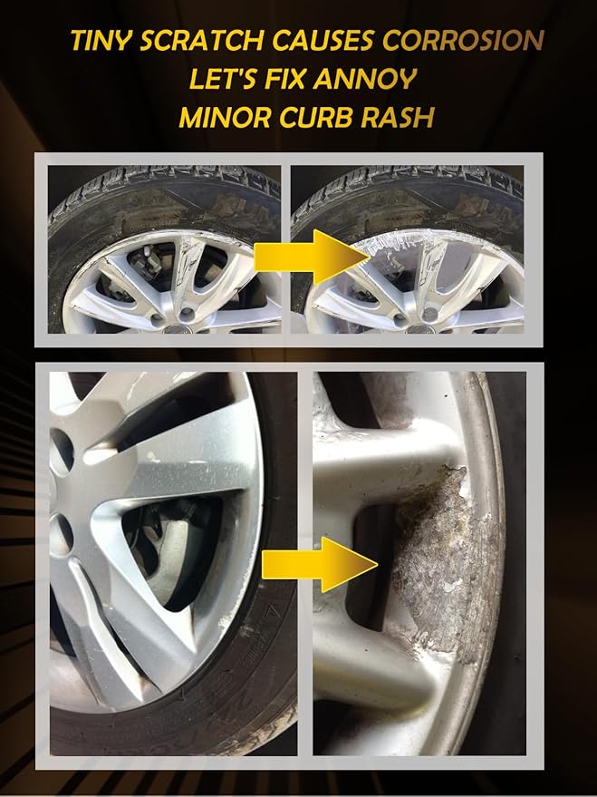 Black Rim Touch Up Paint Compatible with Kia, Wheel Scratch Repair Paint Pen Curb Rash Scuff Exact Match Scratch Repair Remover Car