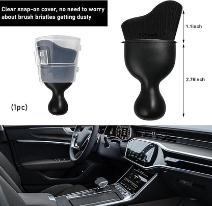 Ziciner Car Detailing Brush, Curved Soft Bristles Auto Removal Dust Collectors, Universal Vehicle Dashboard, Air Conditioner Vents etc Interior Cleaning Tool Accessories (Black)