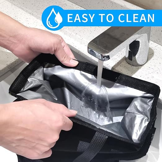 Homelove Hanging Car Trash Can with 4 Storage Pockets, Waterproof Leakproof Oxford Auto Garbage Bag, Adjustable Garbage Bag, Foldable Car Trash Bin Fit for Truck, SUV, Home, Office
