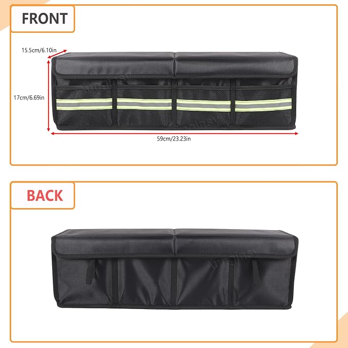 Aunginsy Car Trunk Organizer Compatible with Toyota FJ Cruiser 2007-2021+, Rear Left Side Trunk Storage Box Backseat Hanging Storage Bag Multi-Compartment Oxford Cloth With Lid Cover Accessories