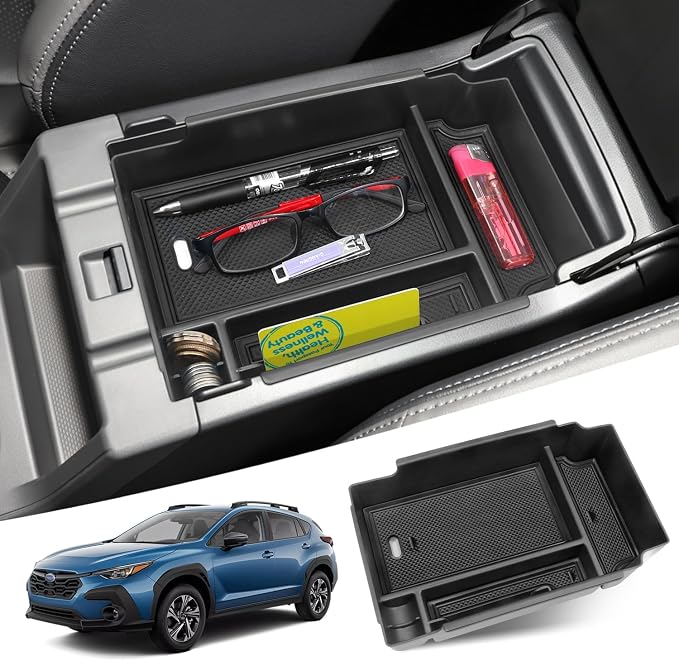 MOCHNET Center Console Organizer for 2024 2025 2026 Subaru Crosstrek Accessories & 2024-2026 Subaru Impreza Console Tray, 2026 Crosstrek Hybrid Accessories 2024+ Impreza Armrest Storage Box (Black)