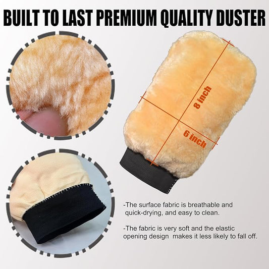 QMX™3-Pack Ultra-Soft Microfiber Car Wash Mitts Scratch-Free Double-Sided Wash & Wax Mitt for Safe Detailing and Paint Care