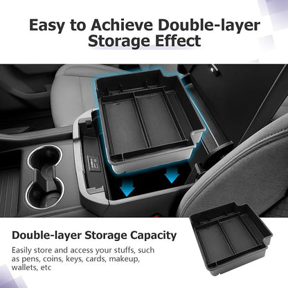 LUWU Console Organizer for 2021-2026 Tahoe & Suburban/GMC Yukon Accessories(ONLY for Standard Console w/Charging Socket) - NOT for Power Sliding Console Center Console Organizer Tray ABS Materials