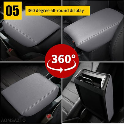 AOMSAZTO Gray Center Console Covers for 2017-2022 Honda CRV Leather Armrest for CR V