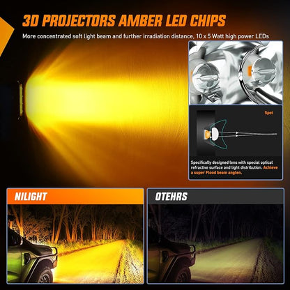 Nilight LED Light Bar Amber 2Pcs 7 Inch 30W Spot 3000LM Super Slim 3D Driving Fog Off Road Work Lights Pods for Trucks Pickup SUV ATV UTV Boat 4x4 Van Camper- 2 Style Mounting