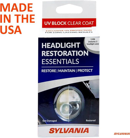 SYLVANIA UV Block Clear Coat Kit - Premium UV Headlight Protection for Vehicles - Includes Surface Activator, Protective Clear Coat & Applicator Towels - Long-Lasting - Restores to Like-New Condition