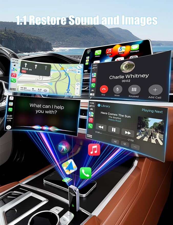 Wireless CarPlay Adapter for iPhone - Wired to Wireless CarPlay Converter, Stable & No-Lag, Dual USB-A/USB-C Ports, Compatible with iPhone 6+ & 2015+ Year Vehicles with OEM CarPlay