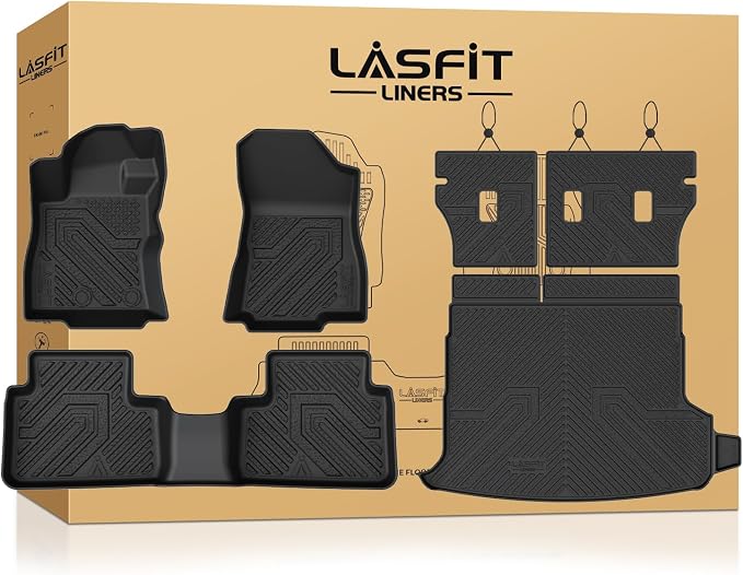 LASFIT Floor Mats & Backrest & Cargo Mats for Subaru Forester 2026 2025 (Fit Hybrid, Not for Gas), All Weather TPE Custom Fit Easy Clean for Forester Hybrid 2025 2026 Car Accessories Trunk Liners