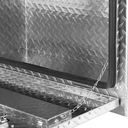 FORWODE 36x17x18 Inch Underbody Truck Tool Box Aluminum Trailer Tool Box with Lock & Foldable T-Handle Waterproof Truck Storage Box for Pickup Truck, Trailer, RV, ATV, Indoor（SILVER）