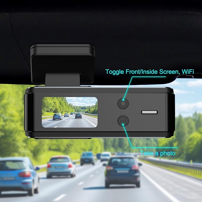 4K Dash Cam, Front and Rear Dual Dash Camera for Cars with 64GB Card, 5.8GHz WiFi, 360° Swivel Rear Camera, App Control, WDR, G-Sensor, Night Vision, Loop Recording, Parking Mode