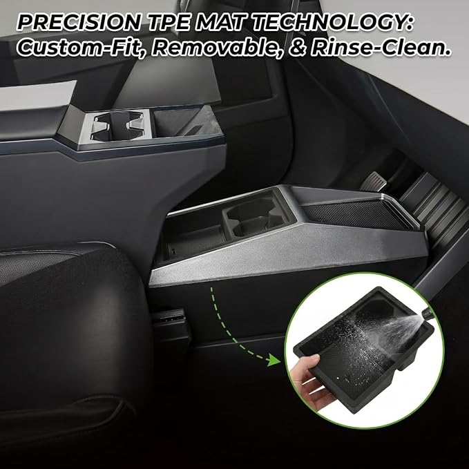 Floor Center Console Organizer for Tesla Cybertruck 2024-2026, Cybertruck Accessories Interior Storage Box, Double Layer Tray Insert, Anti-Slip TPE Console Organizer