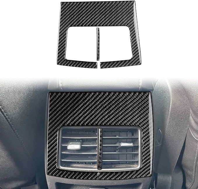 Premium Carbon Fiber Compatible with Ford Edge 2011-2014 2012 2013 SEL/Limited/SE/Sport Accessories Car Rear Row Storage Box Air Vent Frame Cover Interior Trim Sticker Decal Black 2PCS