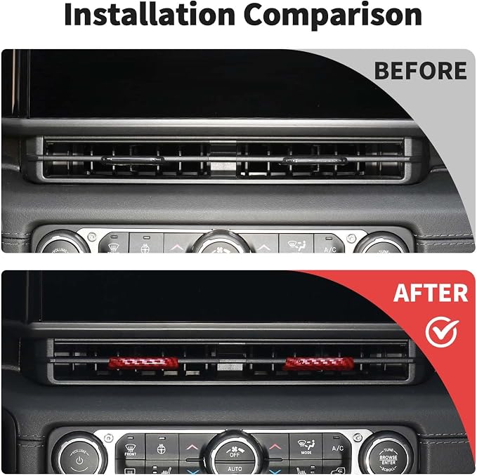 JWWY for Jeep JL Vent Air Outlet Adjustment Cover Trim Fit for 2024-2025 Jeep Wrangler JL JLU Gladiator JT 4xe Interior Accessories 2pcs Red Carbon Fiber