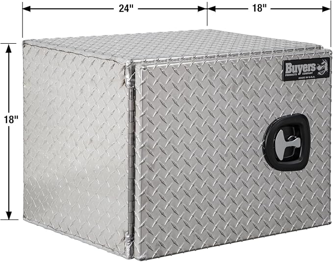 Buyers Products 1705200 Underbody Truck Tool Box with Barn Doors, 18x18x24 Inch, Diamond Tread Aluminum, Made in USA, Compression Latch, Weather Resistant, Toolbox for Flatbeds, Trailers & Work Trucks