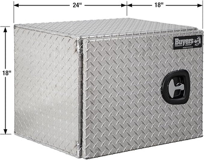 Buyers Products 1705200 Underbody Truck Tool Box with Barn Doors, 18x18x24 Inch, Diamond Tread Aluminum, Made in USA, Compression Latch, Weather Resistant, Toolbox for Flatbeds, Trailers & Work Trucks