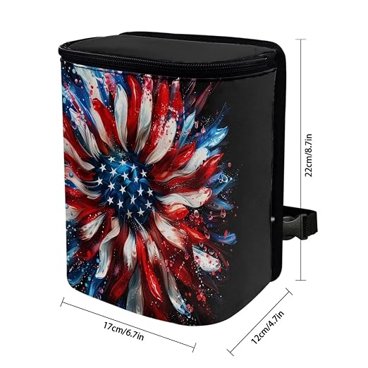 BIGCARJOB American Sunflower Car Trash Can for Back Seat, Large Interior Accessories Garbage Bin, Women Vehicle Trash Container, Reusable Garage Bag