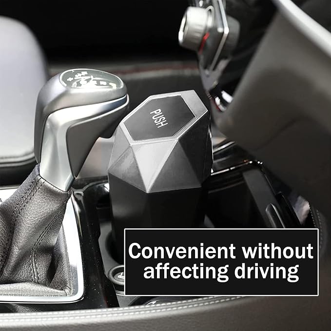 JUSTTOP Car Trash Can with Lid, Easy to Clean, Diamond Design Small Automatic Portable Trash Can, Used in Car Home Office Interior Accessories, 2PCS(Silver)