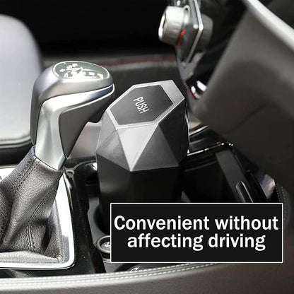 JUSTTOP Car Trash Can with Lid, Easy to Clean, Diamond Design Small Automatic Portable Trash Can, Used in Car Home Office Interior Accessories, 2PCS(Silver)