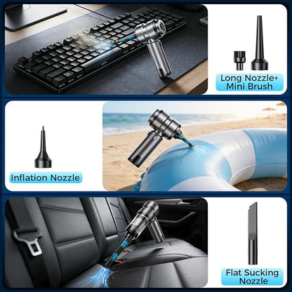 Handheld Cordless Car Vacuum Cleaner - 21000PA Brushless High Power & Multi-Nozzles Car Vacuum, 4-in-1 Portable Mini Air Duster for Car Home Office Pet