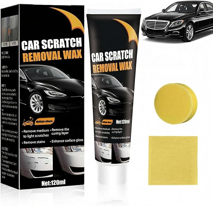 Scratch Remover for Vehicles - Car Paint Scratch Remover with Sponge & Wipe, Car Scratch Repair Kit for All Color, Auto Detailing Polish for Light to Deep Scratches,1PC