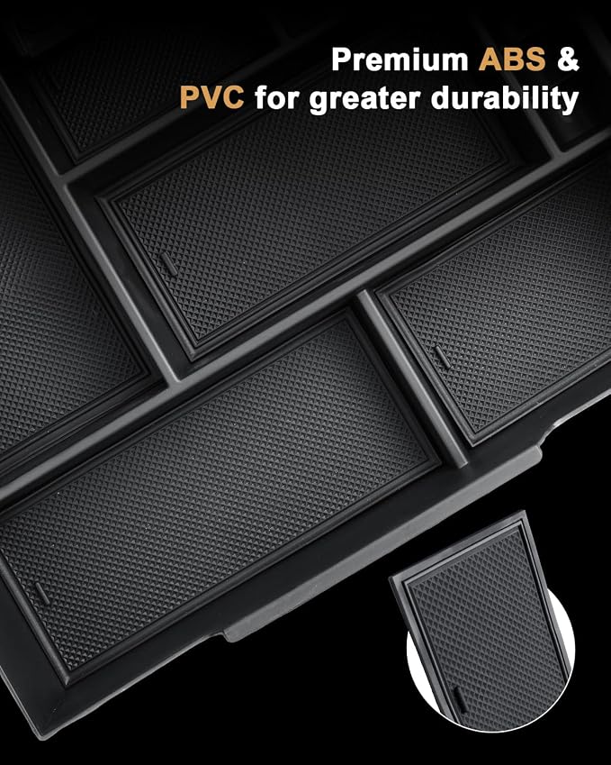 ECOZEN Center Console Organizer For 2014-2021 Toyota Tundra - Full-Size Armrest Box Storage Tray Compatible with 2014-2021 Toyota Tundra Accessories - Armrest Organizer ABS