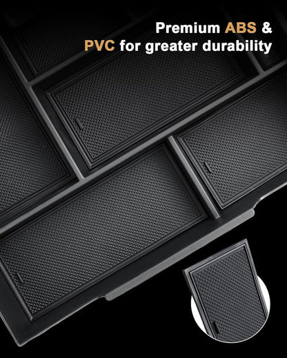 ECOZEN Center Console Organizer For 2014-2021 Toyota Tundra - Full-Size Armrest Box Storage Tray Compatible with 2014-2021 Toyota Tundra Accessories - Armrest Organizer ABS