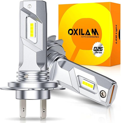 OXILAM H7 LED Light Bulb, 60000LM 10X Brighter 6500K White, Anti-Flicker, 60,000Hrs Lifespan, Plug and Play, H7 Fog Compatible with Cars Trucks SUVs, Pack of 2