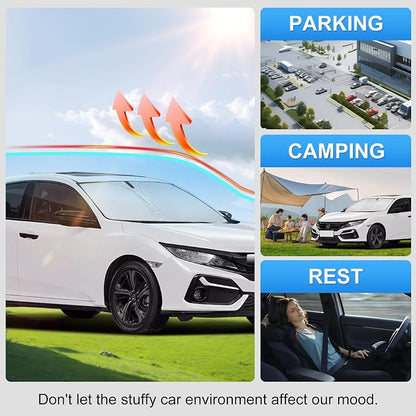 Car Sun Shade for 2016-2021 Honda Civic Accessories Windshield Sunshade Cover Front Window Shade Custom Fit Civic Sun Visor Protector Foldable Blocks UV Rays