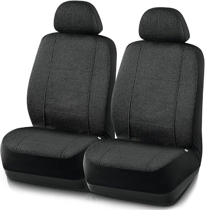 Road Comforts Car Seat Covers for Front Seat, Low Back Heavy Duty Breathable Flax Seat Protector, Airbag, Not Seat Belt Compatible, Washable Seat Cover Fits for Most Cars, Trucks, SUVs, Vans Black