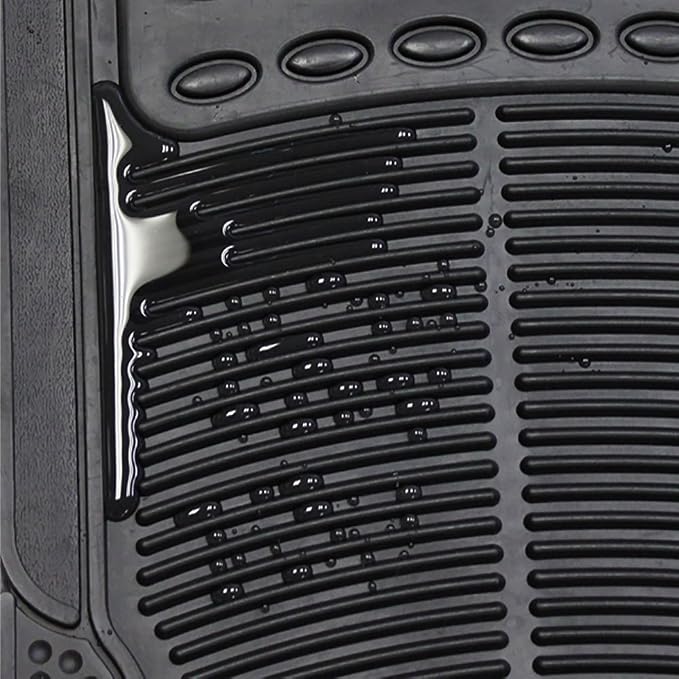 FH Group Automotive Floor Mats - Heavy-Duty Rubber, Universal Fit Full Set, Climaproof, Trimmable for Most Cars, Sedan, SUV, Truck, Black (Pack of 2)