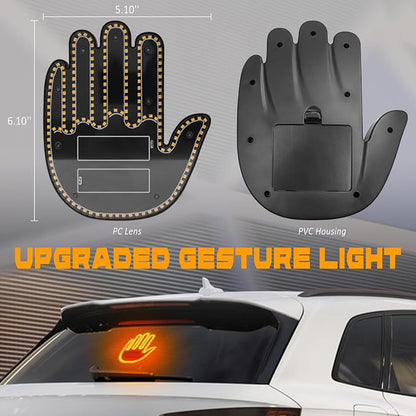 DIBMS Car Gesture Decorative Lights, Ambient Lighting, Rechargeable LED Gesture Lights for Car Road Rage LED Signs Calm Road Rage, Remote Control Triple Mode Fun Finger Lights