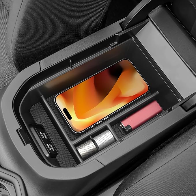 3PCS Center Console Organizer Compatible with Toyota 2019-2025 RAV4 Hybrid, Prime (PHEV) Accessories ABS Plastic & Silicone Material Center Console Liner Tray